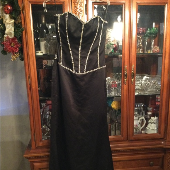 Black Evening Gown with Rhinestones - Picture 1 of 5